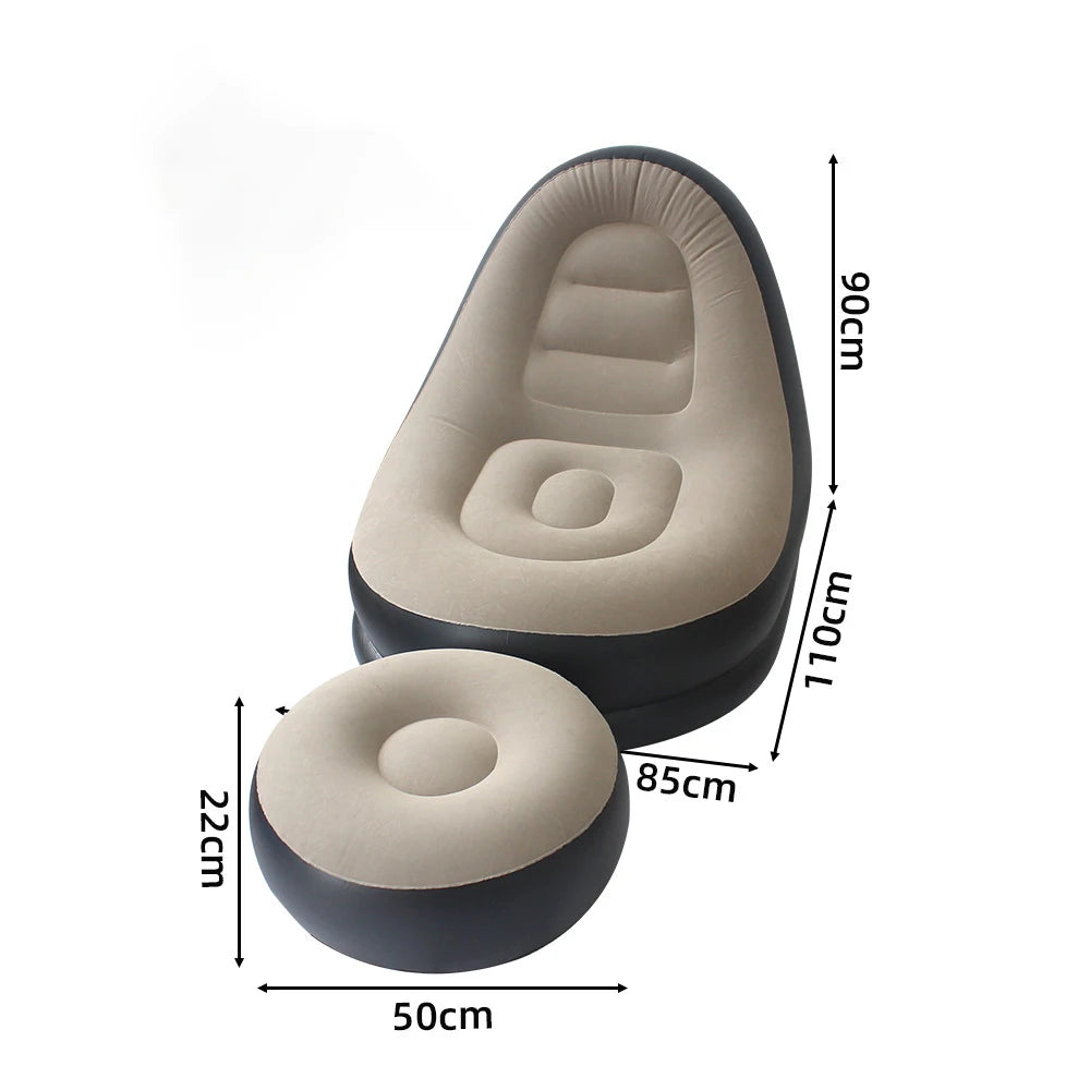 Wonflex Inflatable Flocking Lazy Sofa Set With Footstool