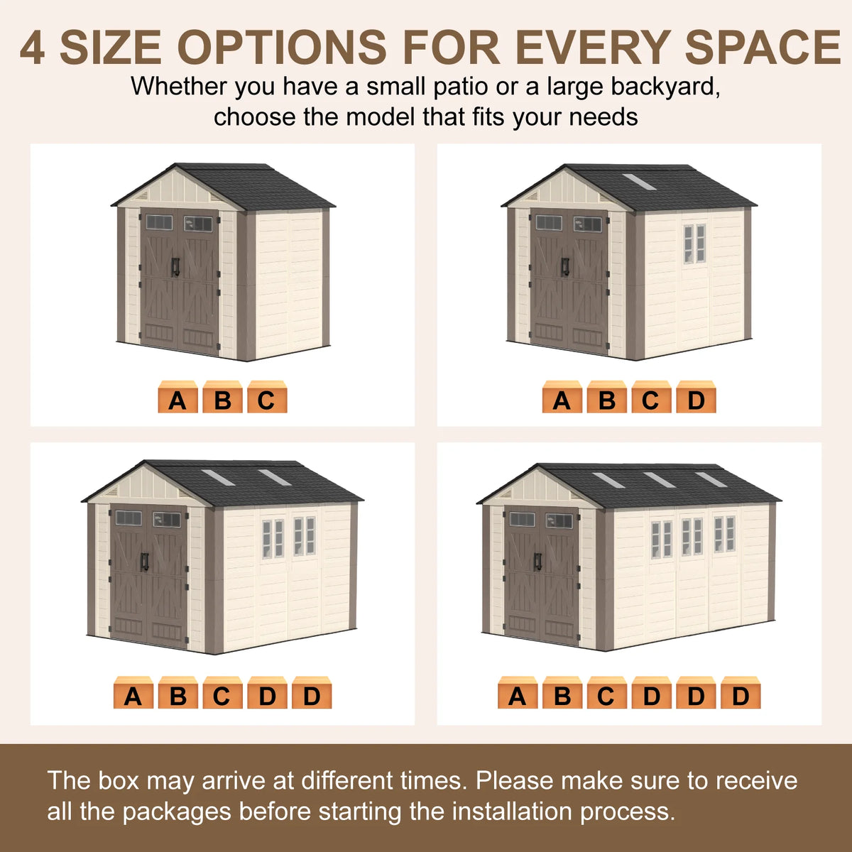 EVOKEDEN Outdoor Resin Storage Shed With Floor And Double Doors