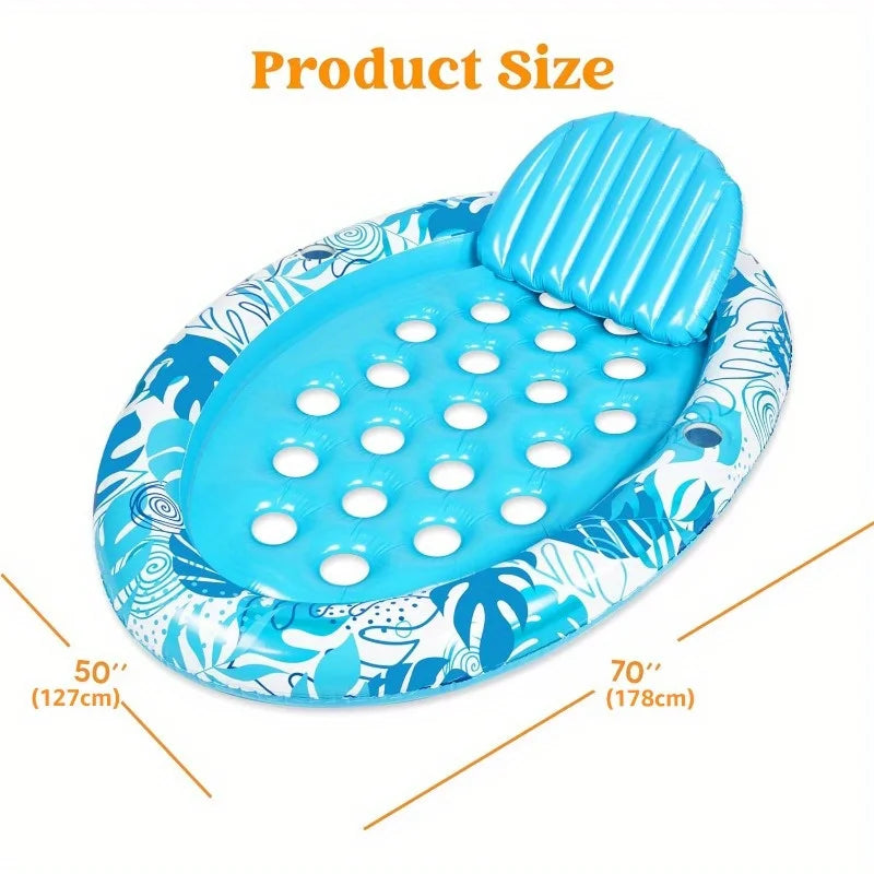 Joyfy Inflatable Pool Float Lounger With Removable Head Support