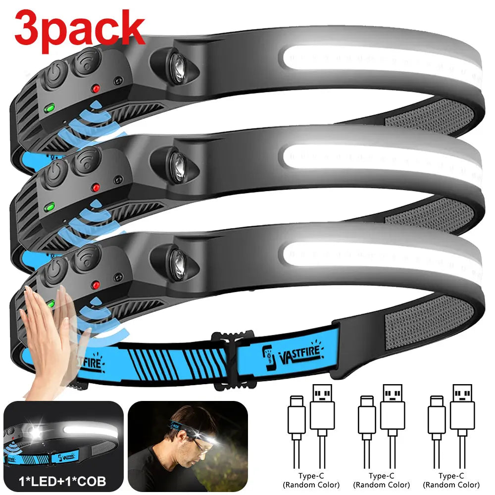 VASTFIRE USB Rechargeable COB LED Headlamp Induction Outdoor