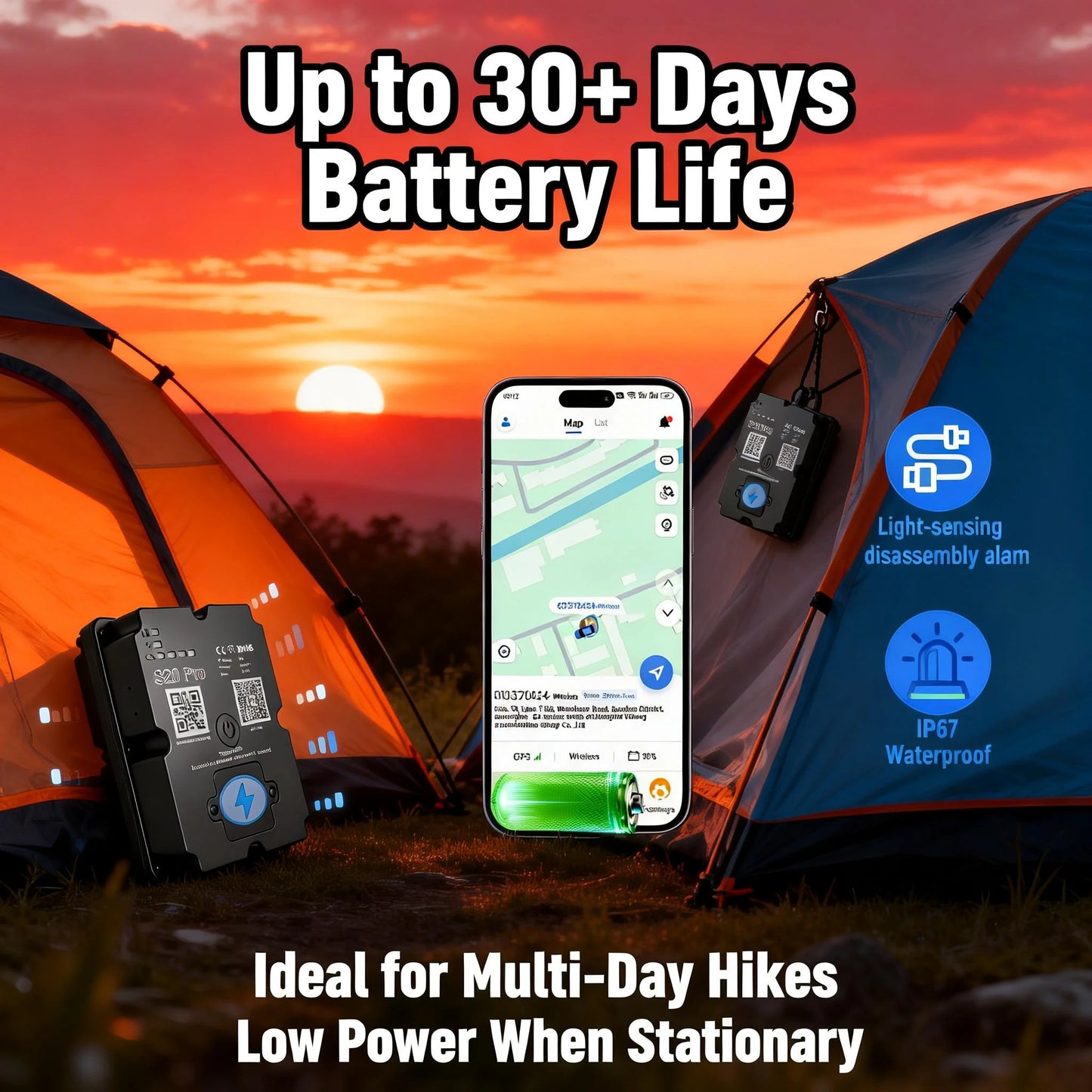 Wanwaytech GPS Tracker S20 For Hiking Backpacking 4G Waterproof SOS