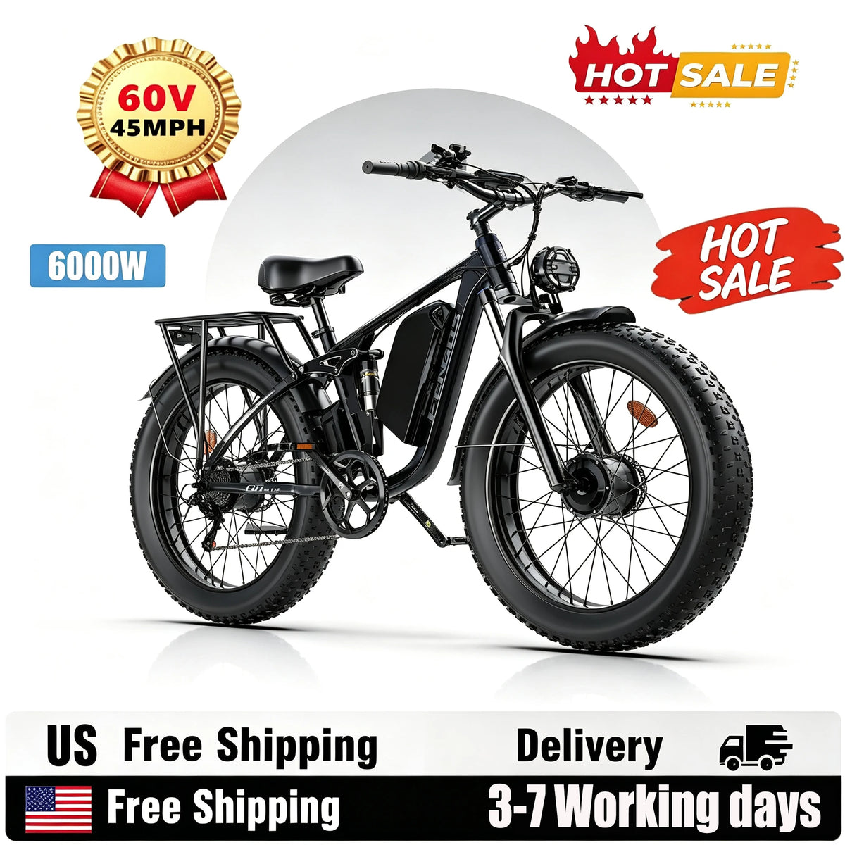 FENGQS Q8Plus Dual Motor Electric Bike Full Suspension UL Certification