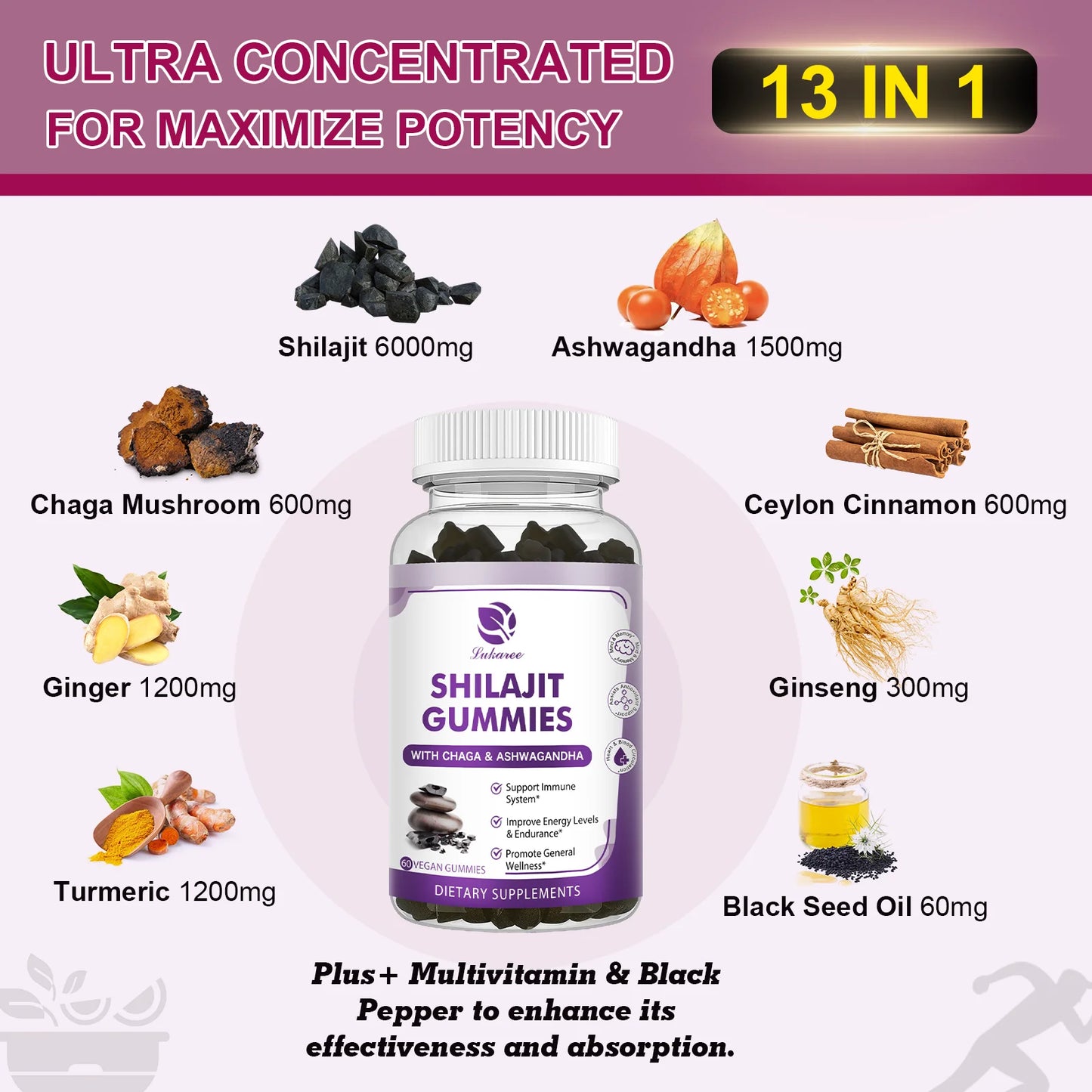 Beworths Himalaya Shilajit Gummies 13 In 1 Mineral Health Supplement