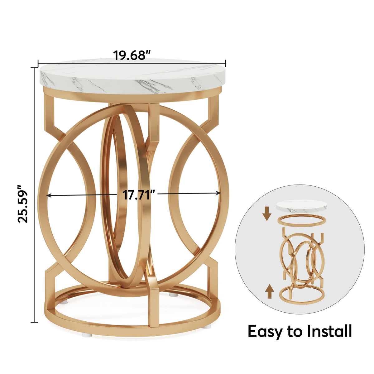 Tribesigns Modern Round End Table With O-Shaped Base