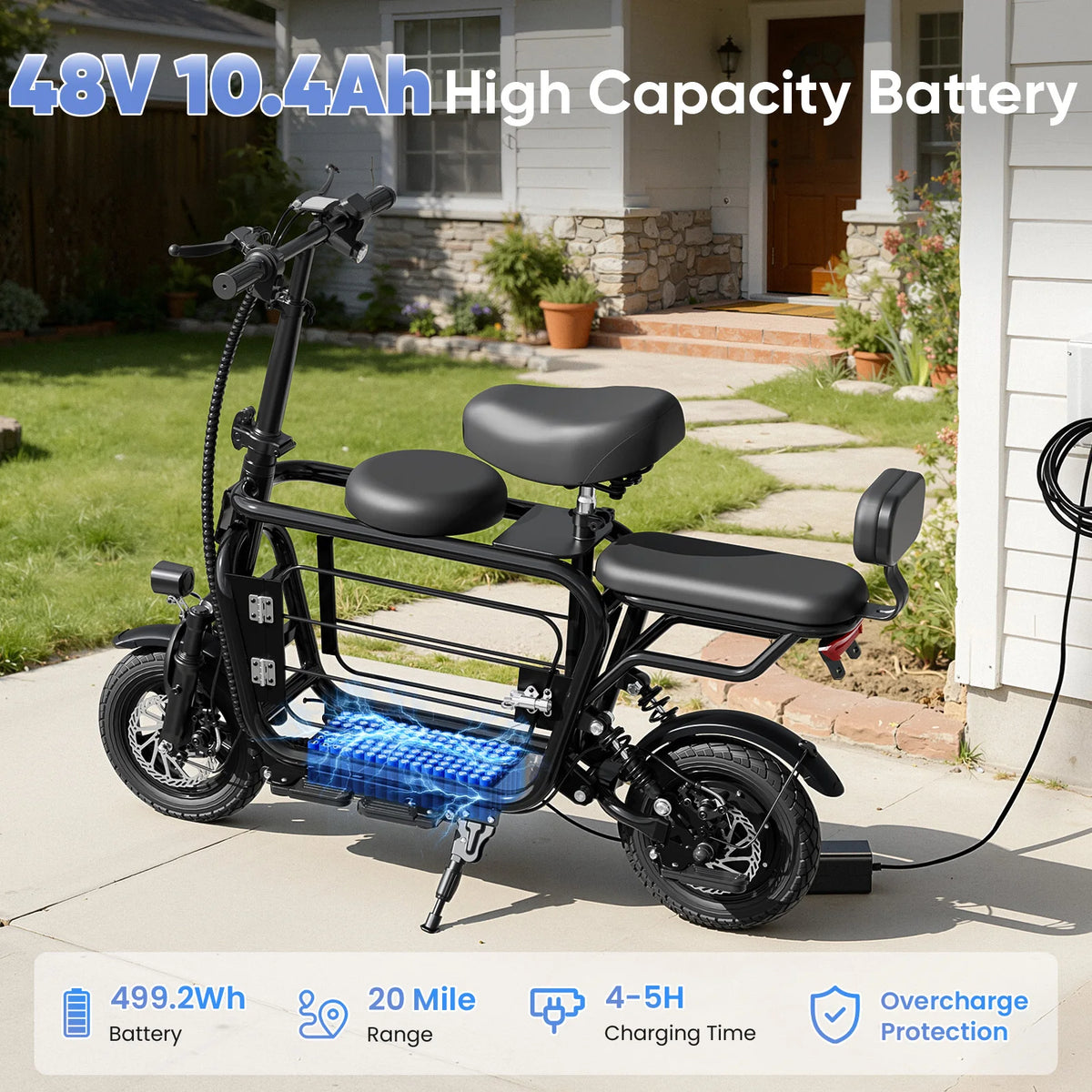 Eilleo Spacewalk Electric Scooter With Seat And Large Pet Basket