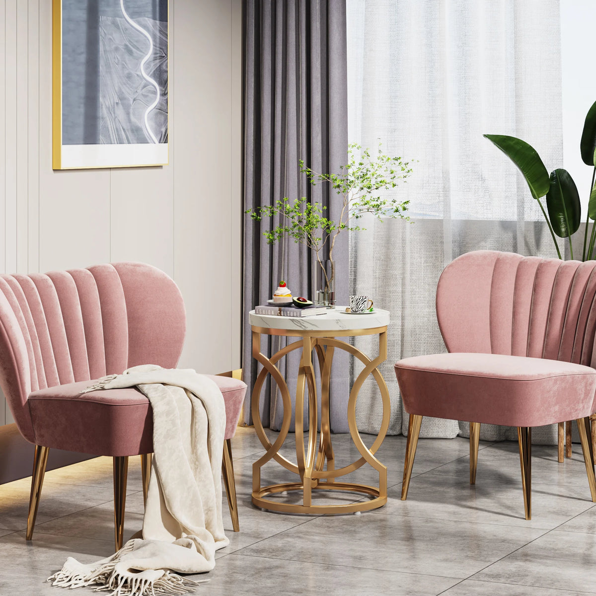 Tribesigns Modern Round End Table With O-Shaped Base