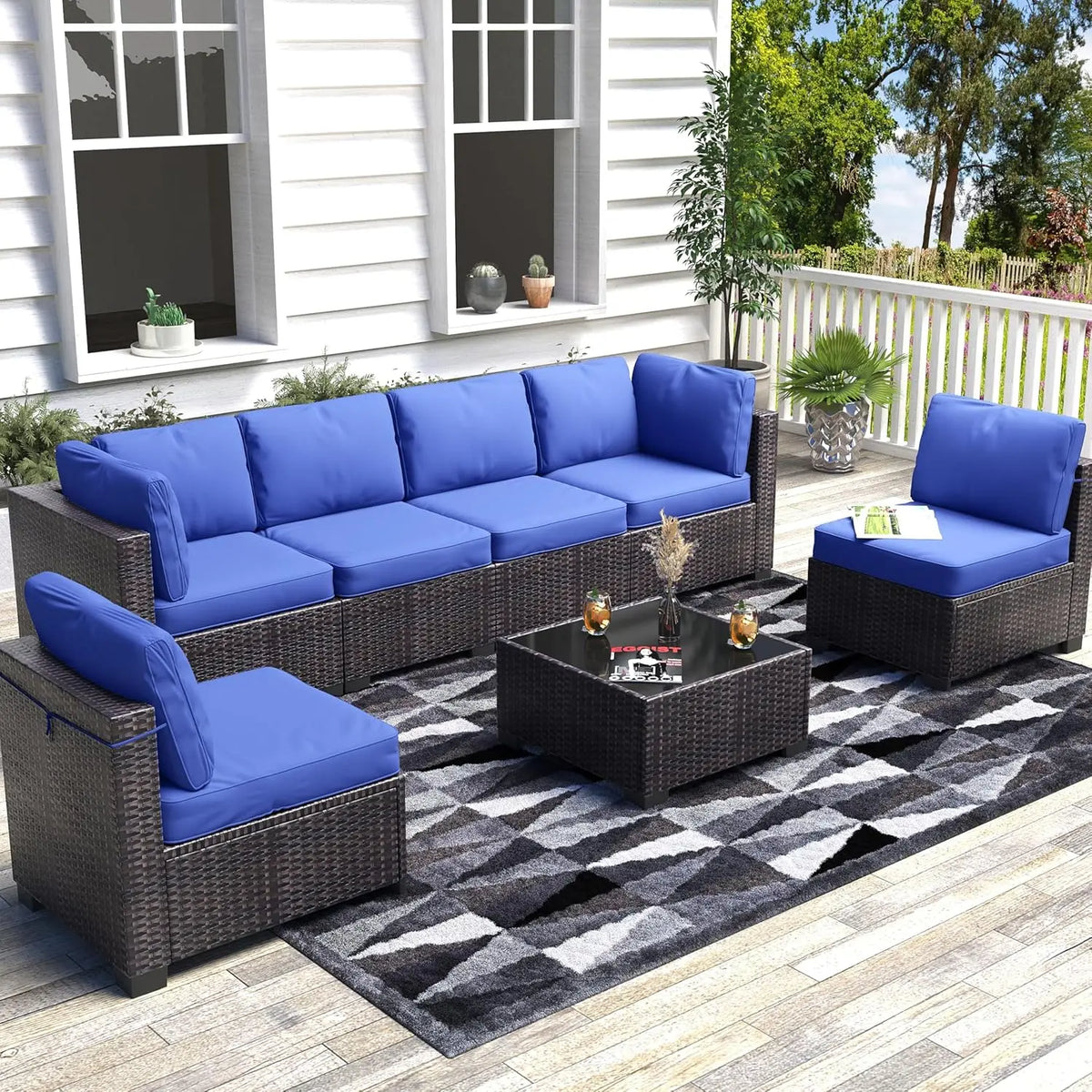 HiMISS Modular Outdoor Rattan Sectional Sofa Set For Garden Patios
