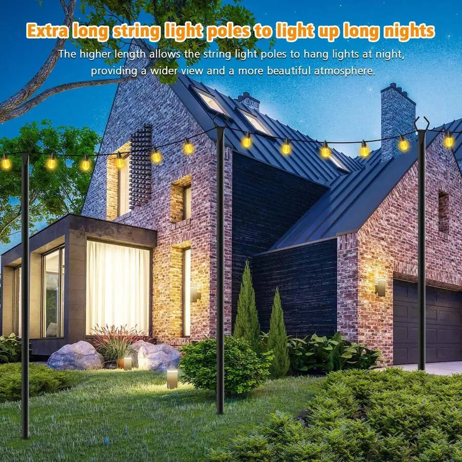 Outdoor String Light Poles With Fence Brackets For Patios
