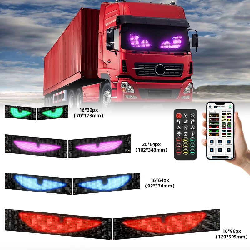 Universal Vehicle LED Devil Eyes Dual Screen Display With App Control