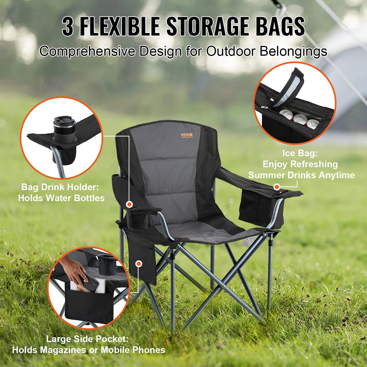 SucceBuy Outdoor Folding Camping Chair For Hiking Beach And Travel