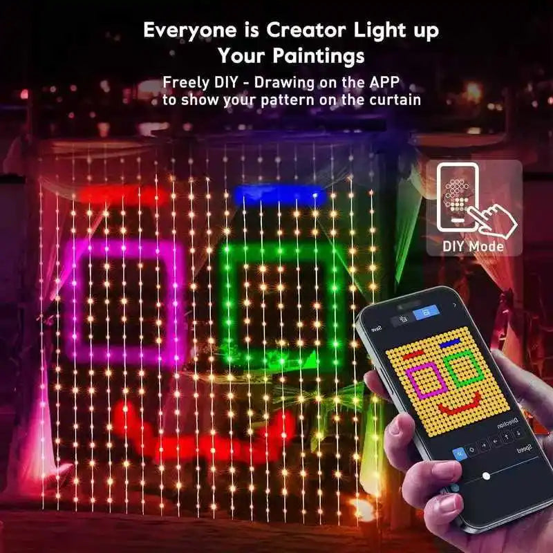 ELEGORRY Waterproof Music Sync LED Curtain Lights With Remote