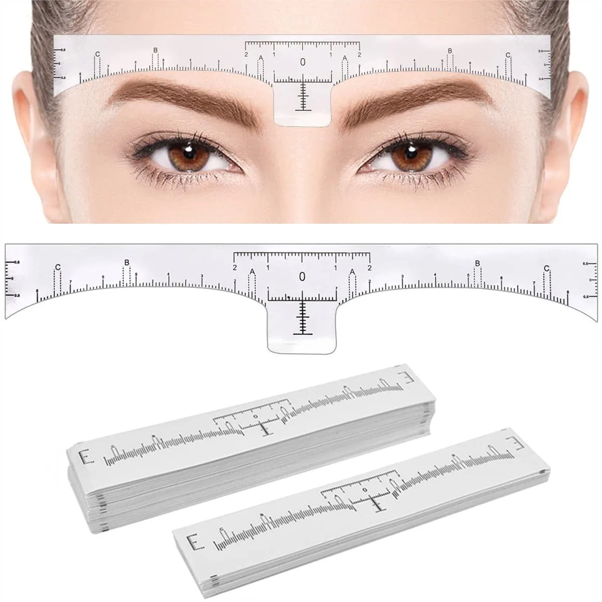 Disposable Eyebrow Ruler Sticker For Symmetrical Brows 100 Pack