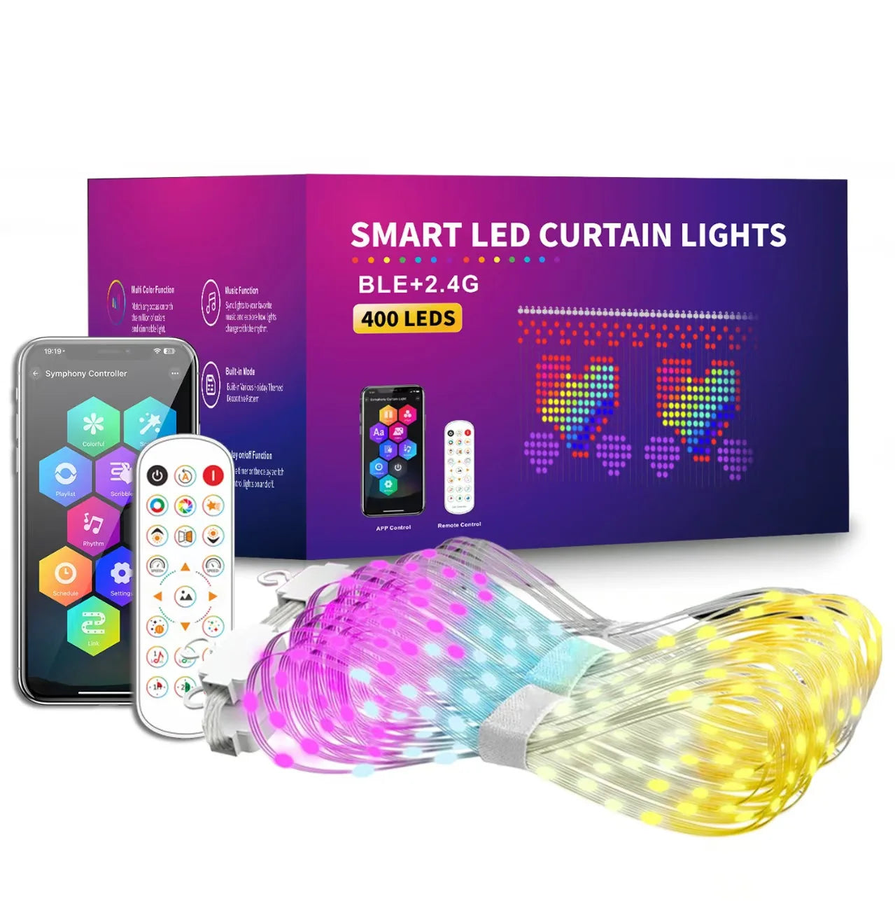 ELEGORRY Smart Music Sync LED Curtain Lights For Home Decor