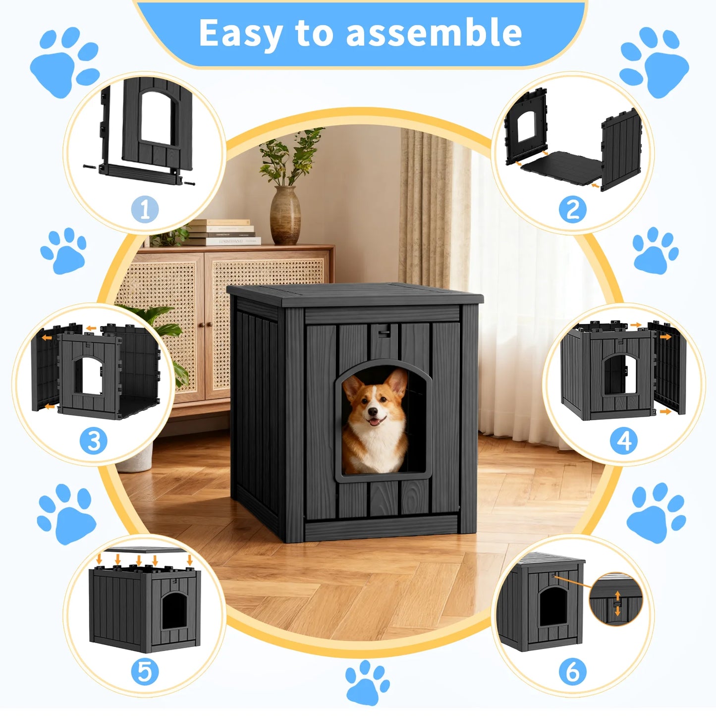 Waterproof Resin Cat House and Pet Kennel End Table