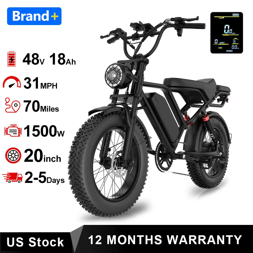 Aovopro 1500W Fat Tire Electric Bike For Outdoor Adventures