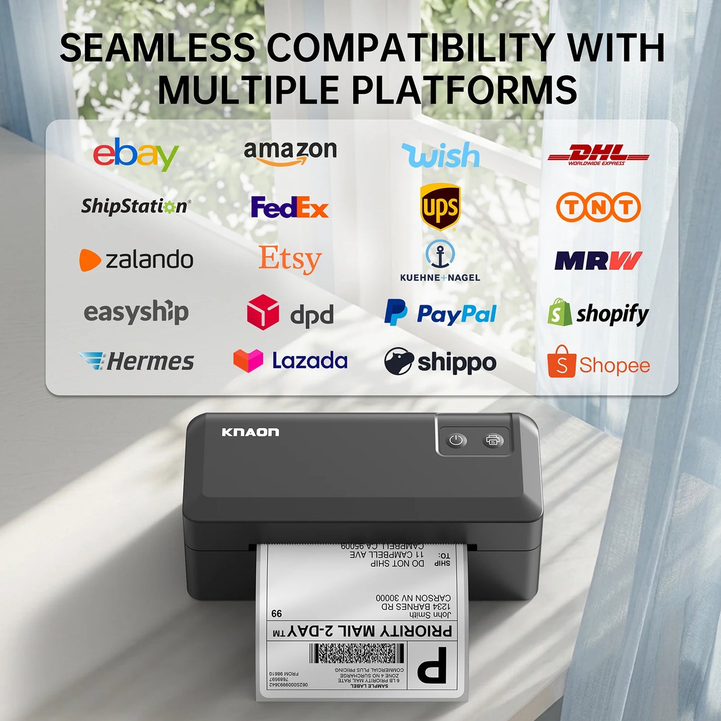 Knaon Thermal Label Printer Bluetooth For iPhone Android Windows Mac
