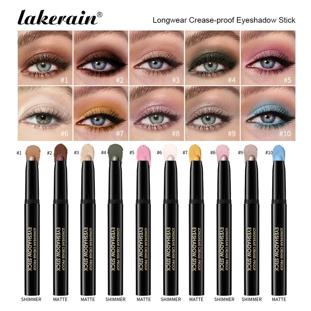 Waterproof Matte Shimmer Eyeshadow Pencil For Liner And Lid