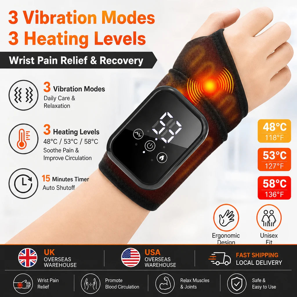 DearBeauty Wrist Massager With Heat, Rechargeable, 3 Heat Levels