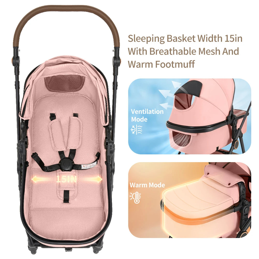 B.childhood 2 in 1 Baby Stroller Pram Foldable Pushchair Canopy