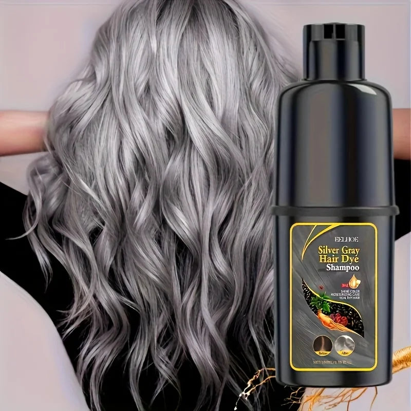 EELHOE Hair Dye Shampoo 2pcs Silvery Gray 3 In 1 Moisturizing