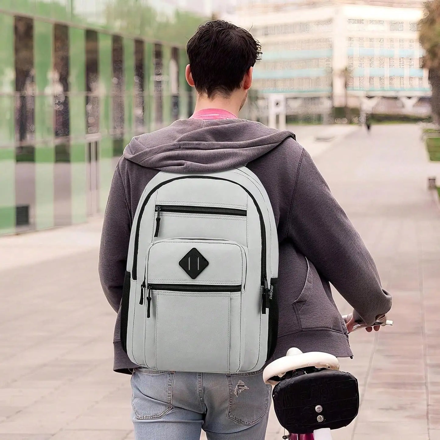 Unisex Cotton Backpack With Laptop Compartment And Bottle Holder