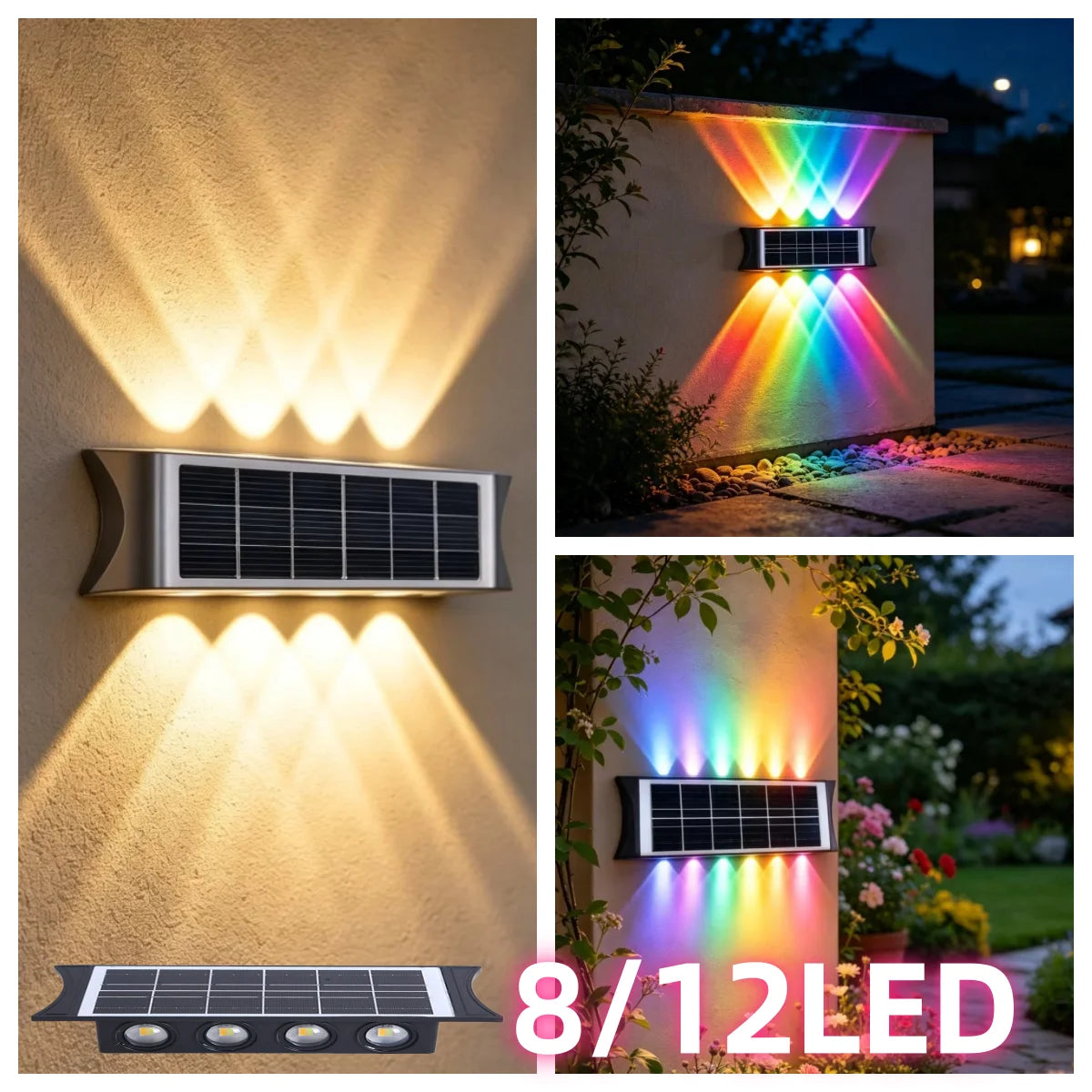 Waterproof Solar LED Wall Lamp Outdoor Garden Patio Decor