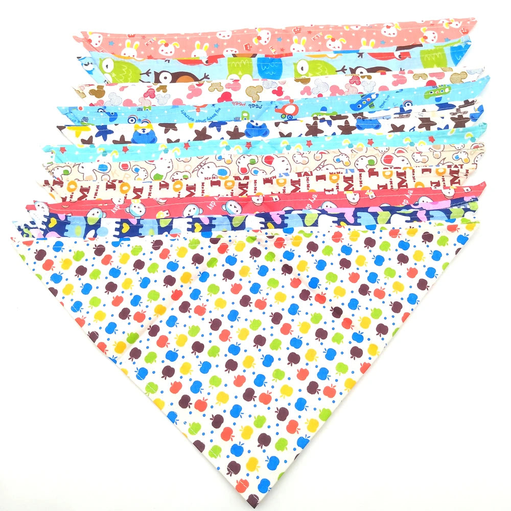 10 Pack Cotton Dog Bandanas Puppy Bibs Scarf