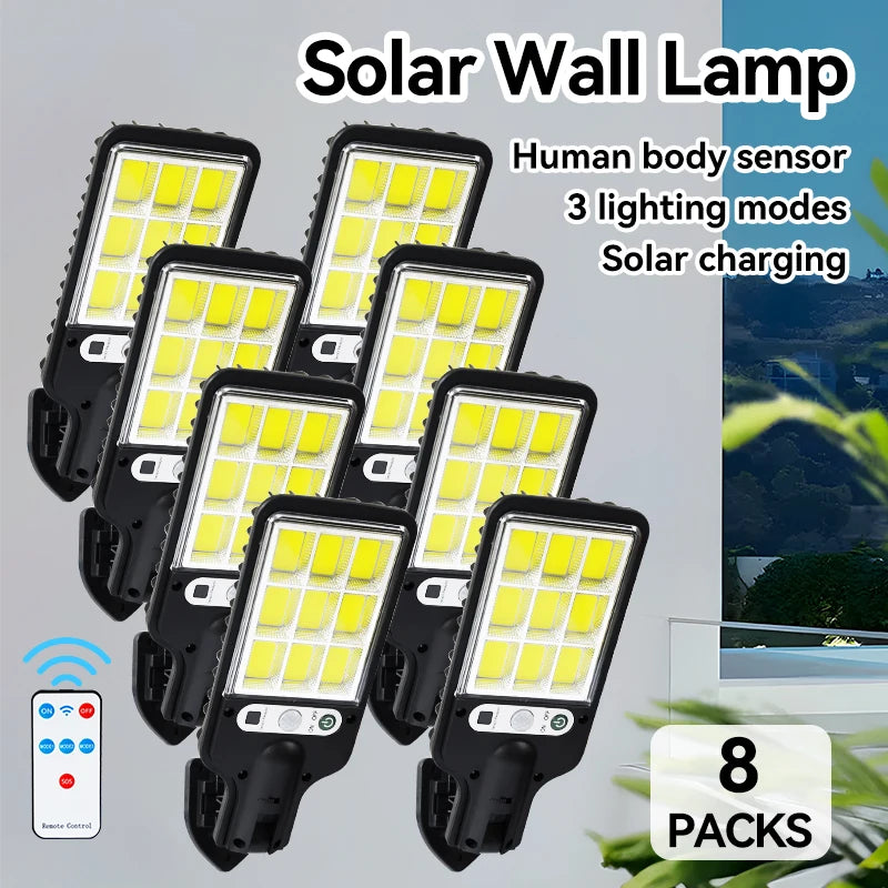 Solar Led Outdoor Wall Lamp With Remote Motion Sensor