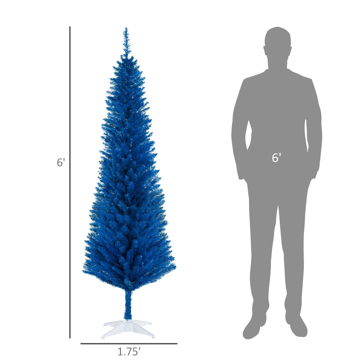 HOMCOM Artificial Pencil Christmas Tree With Realistic Branch Tips