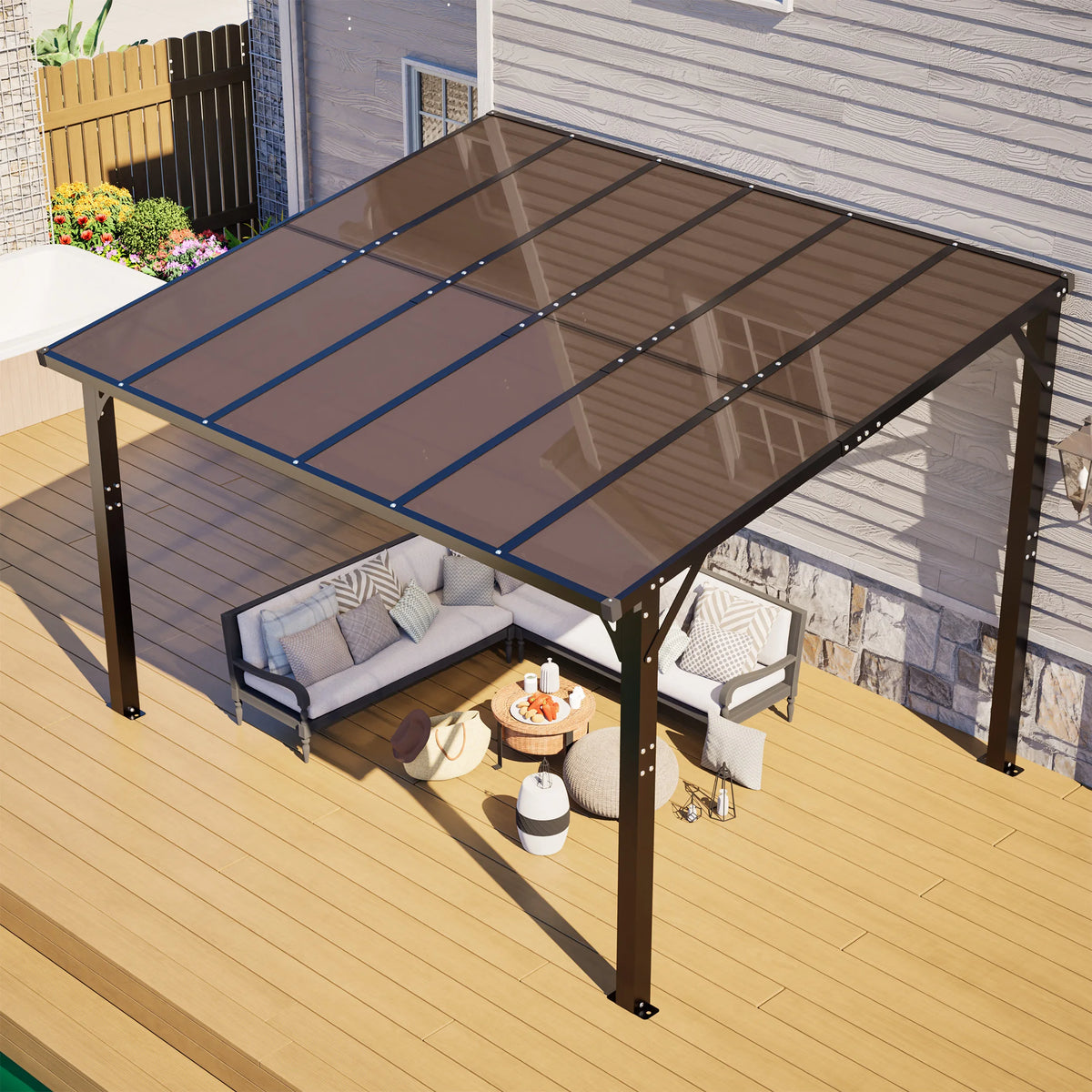 Hardtop Gazebo With Tinted Polycarbonate Roof For Outdoor Patios