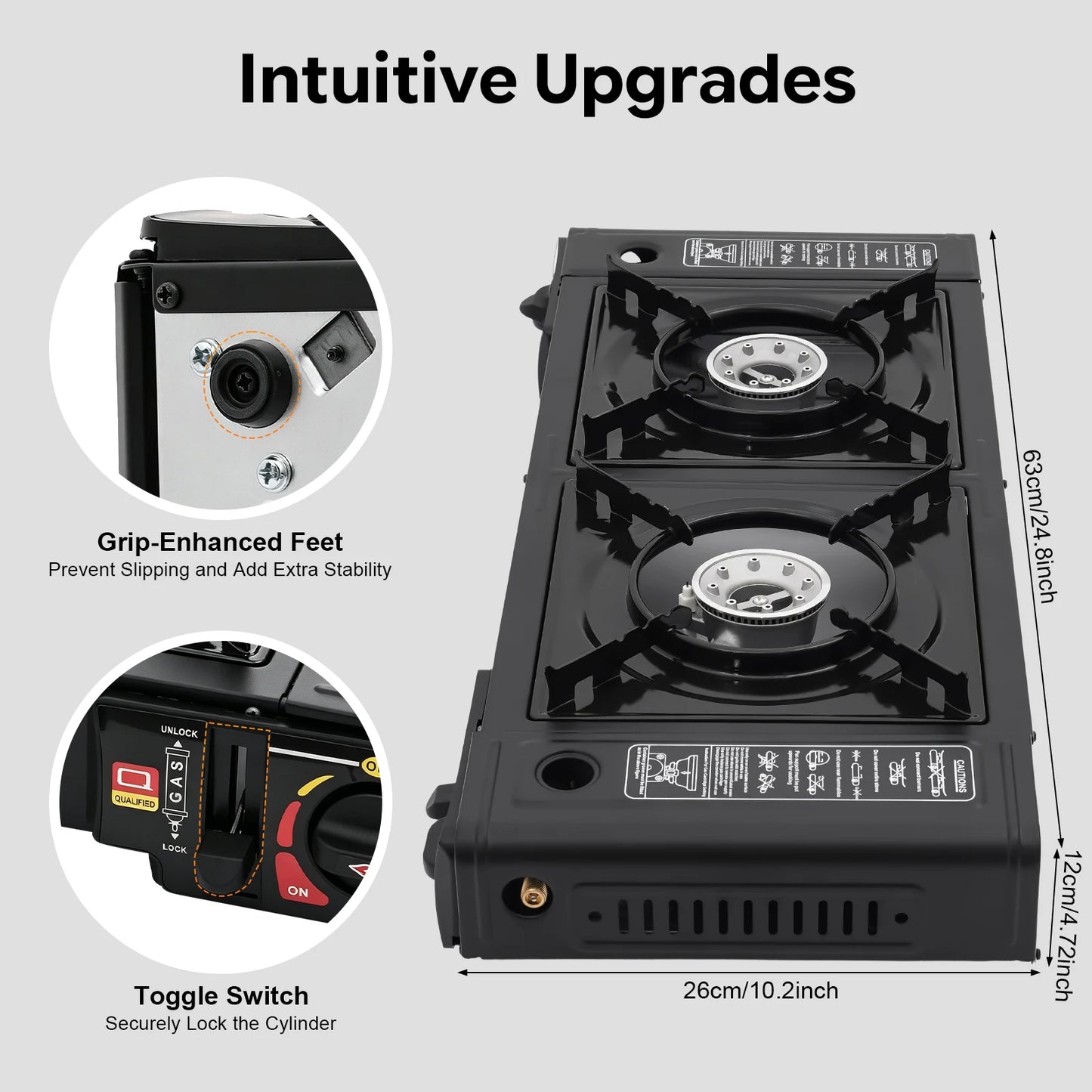 2 Burner Portable Camping Stove Set With Tray And Case Butane LPG Fuel