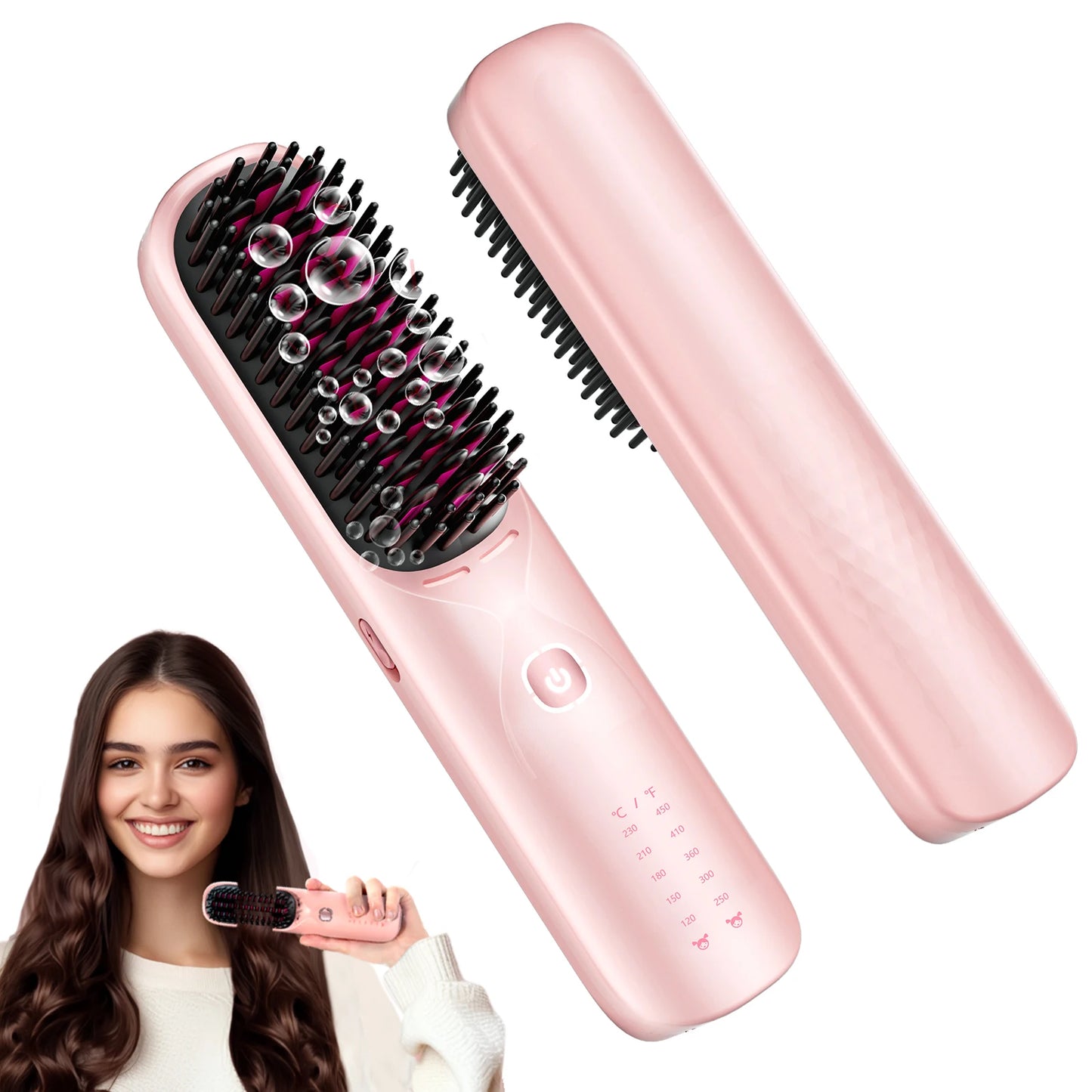 BOPCAL Cordless Hair Straightener Comb Brush Fast Heating Travel