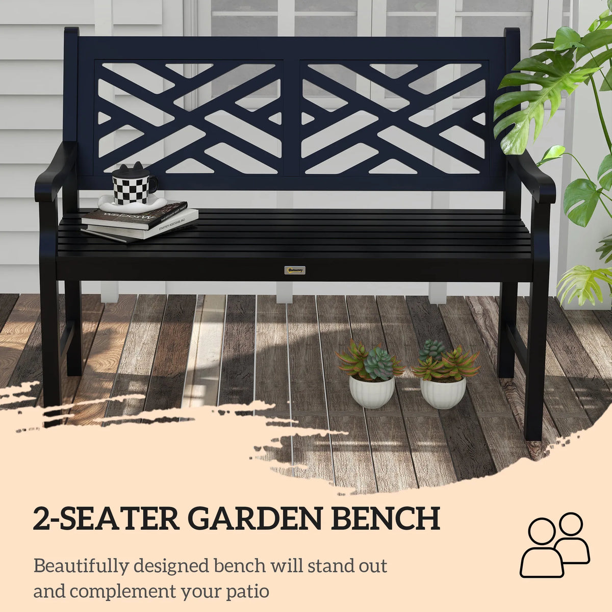 Outsunny Outdoor Garden Bench With Slatted Seat And Backrest