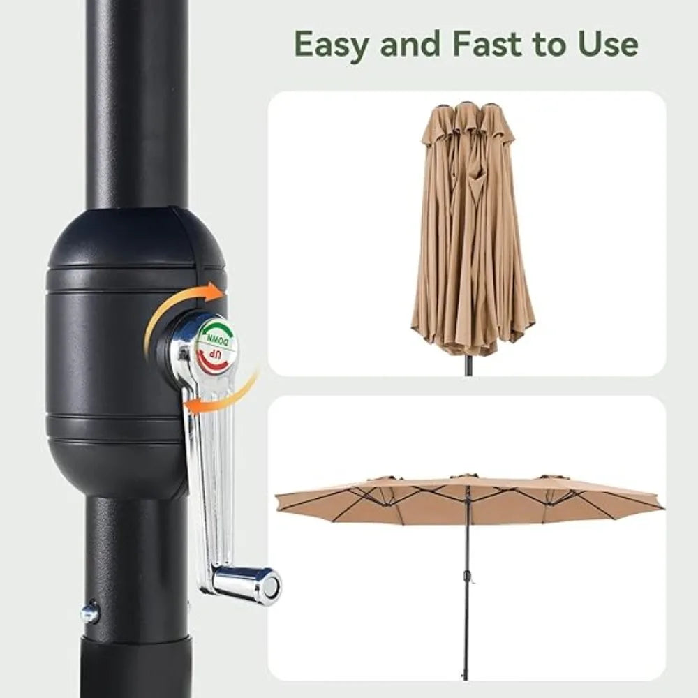 Patio Umbrella With Base Included Crank Handle For Outdoor Use