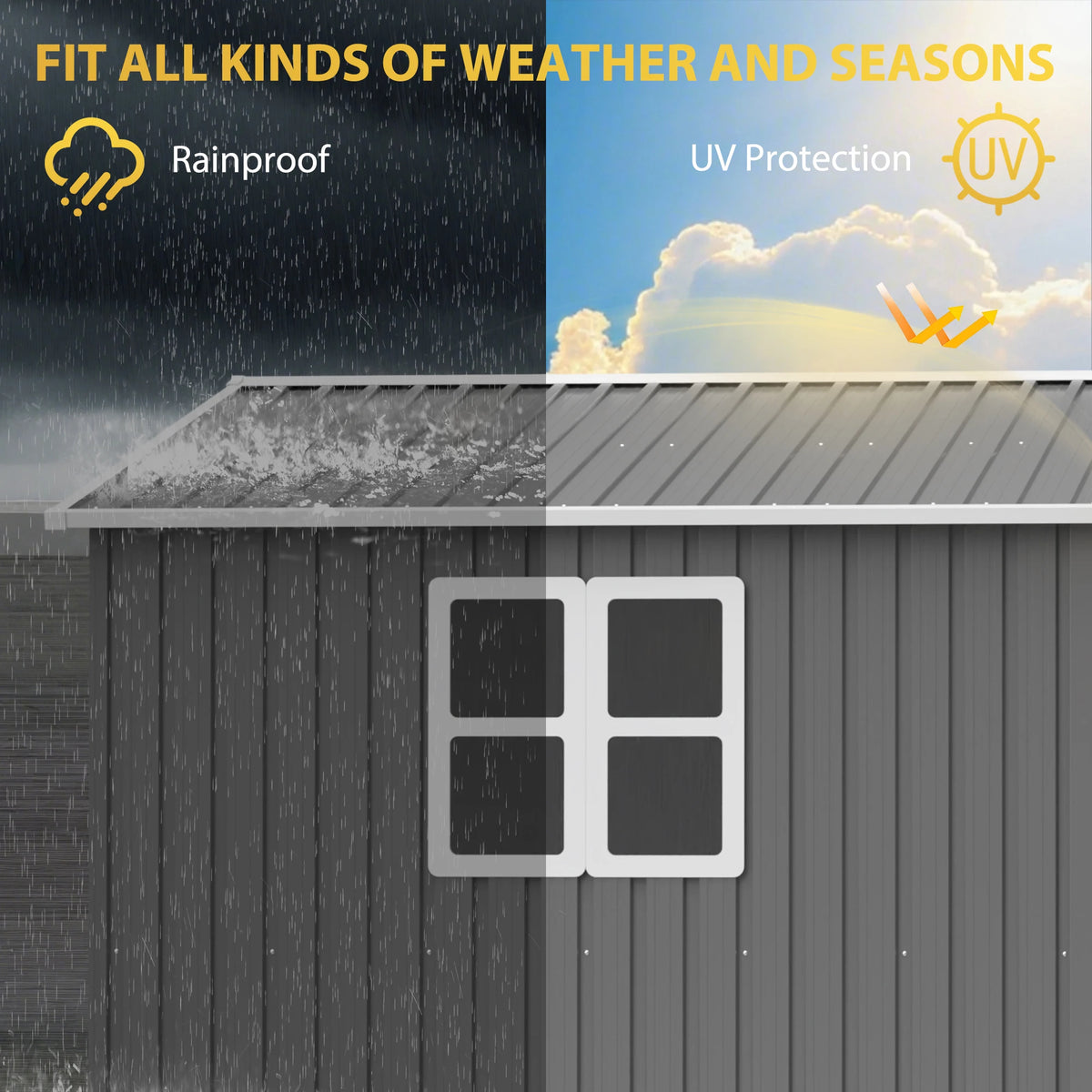 GIHAUVIA Metal Outdoor Storage Shed With Waterproof Lockable Doors