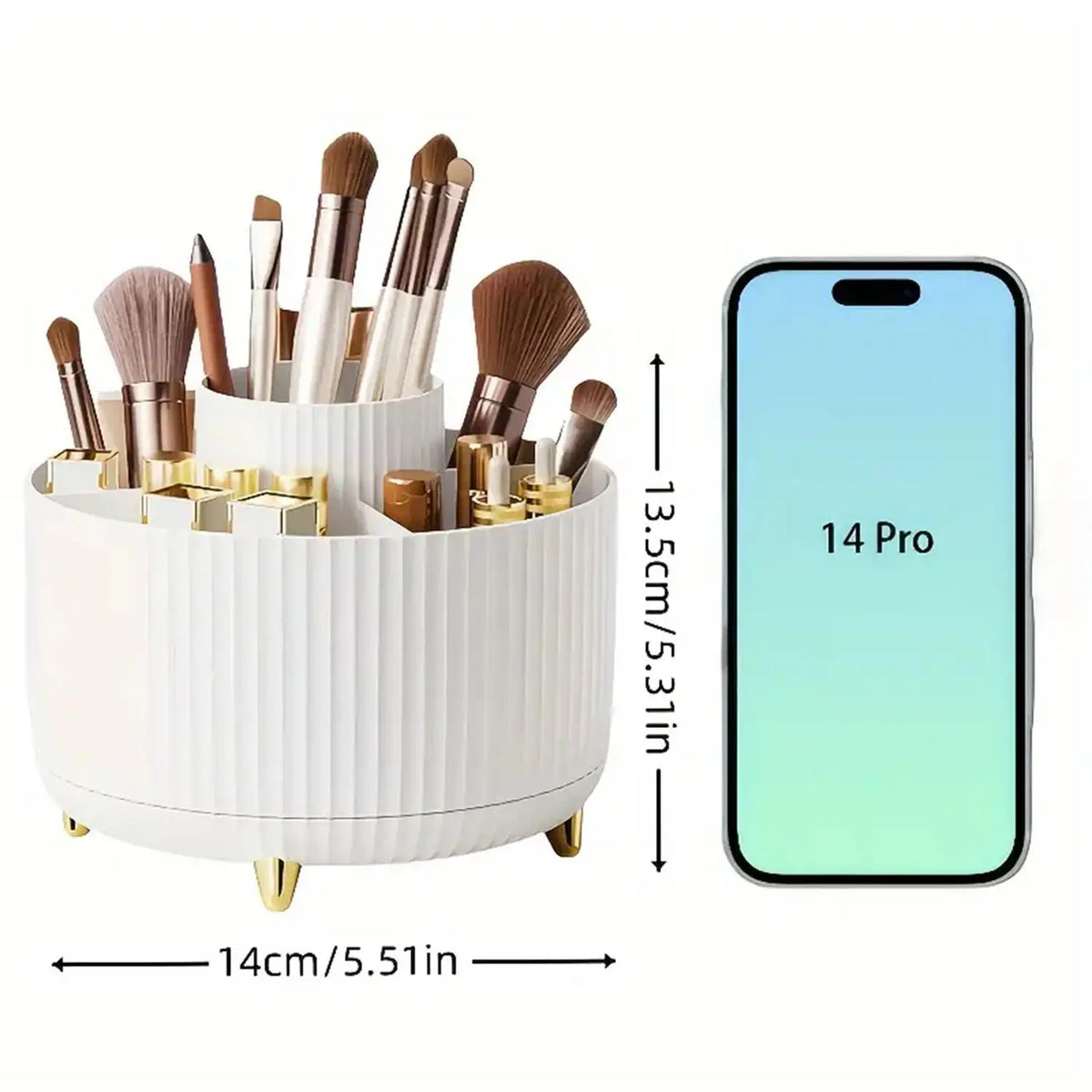 360 Rotating Plastic Makeup Organizer With Five Cosmetic Compartments