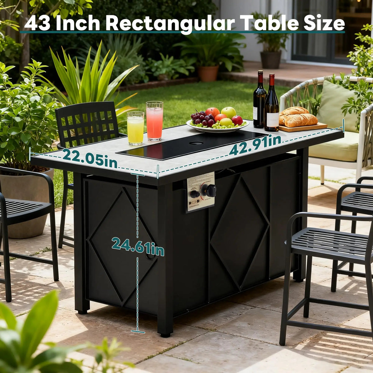 JHK Outdoor Propane Fire Pit Table For Patio Backyard Garden