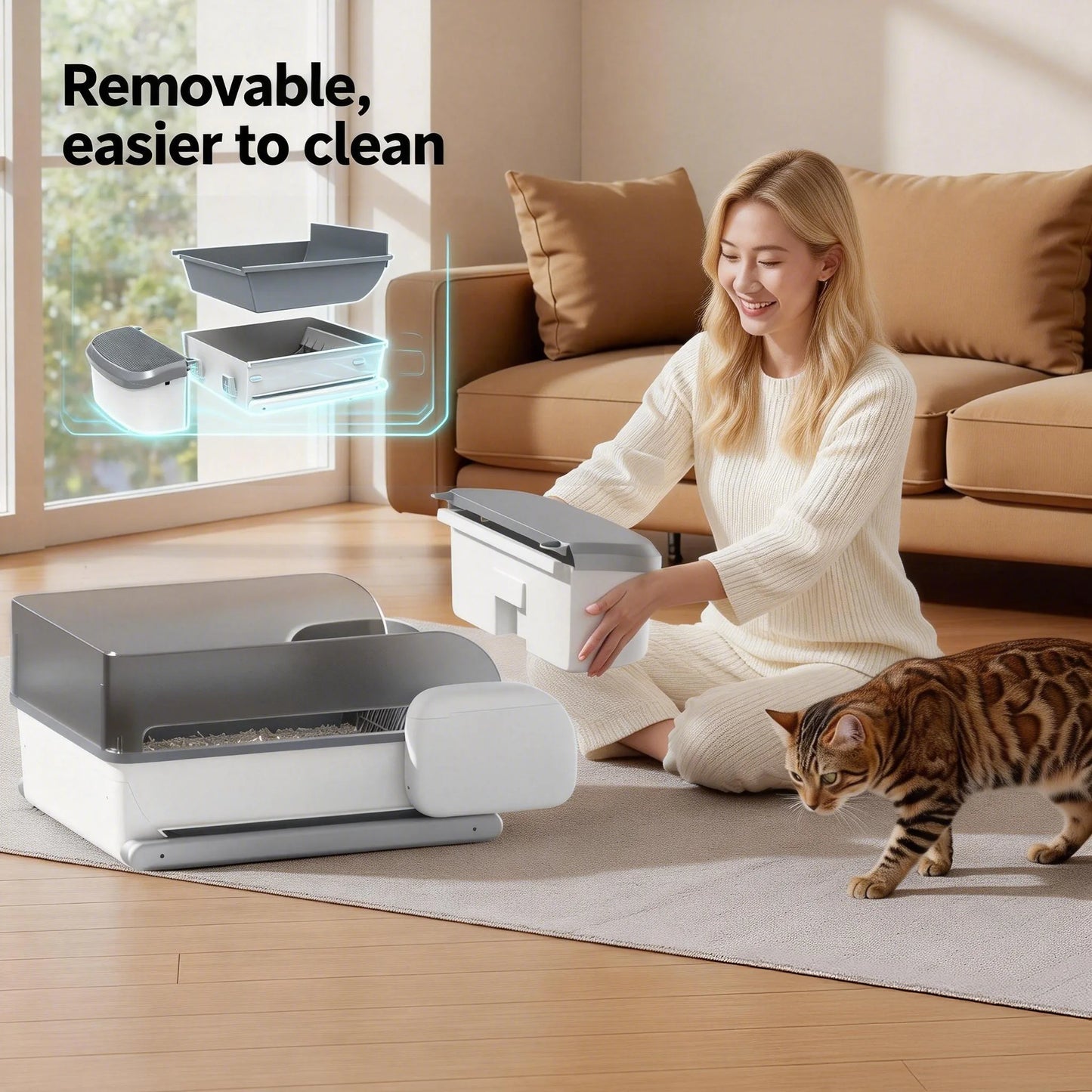 Automatic Self-Cleaning Litter Box With Odor Control For Cats