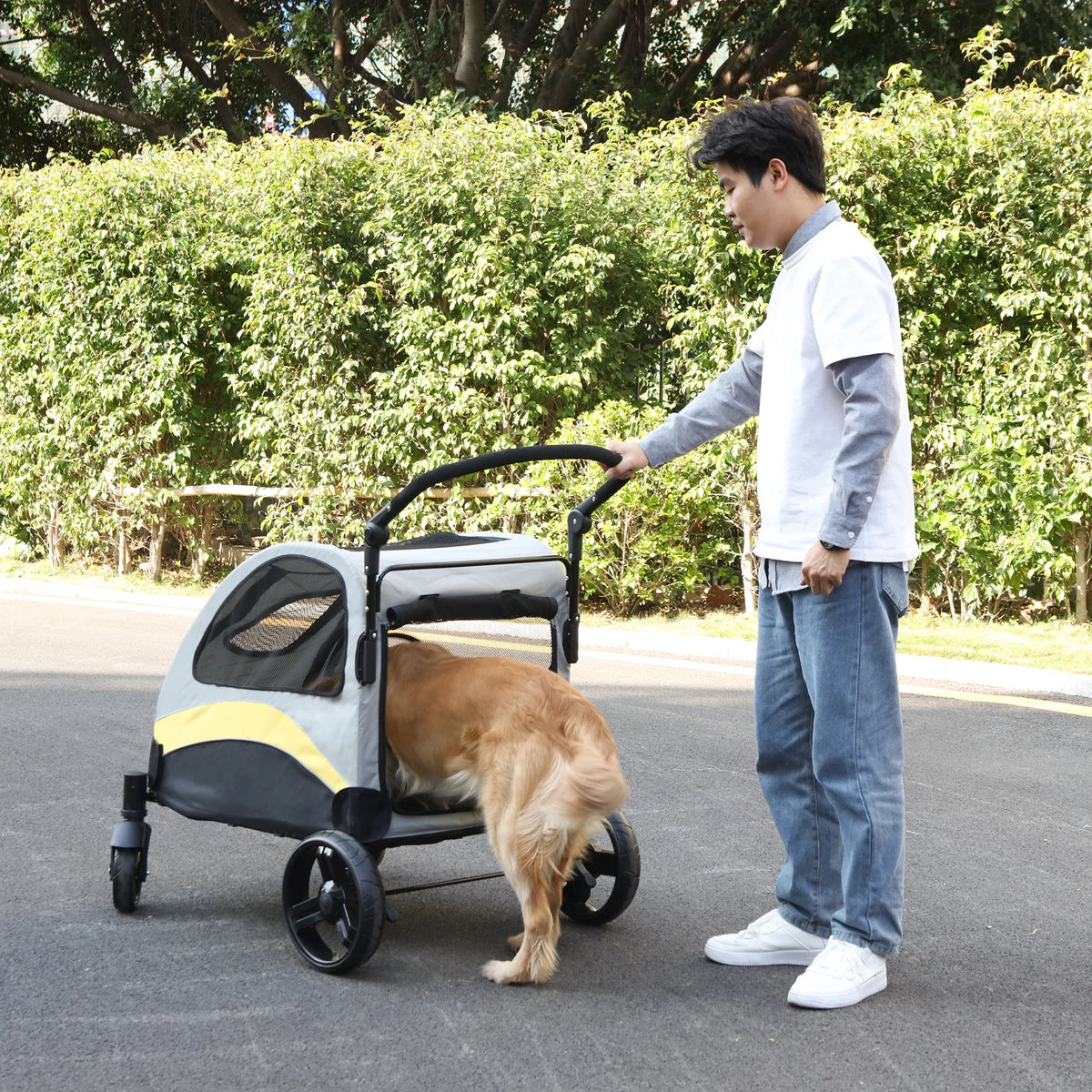 Breathable Foldable Four Wheel Pet Stroller For Dogs And Cats