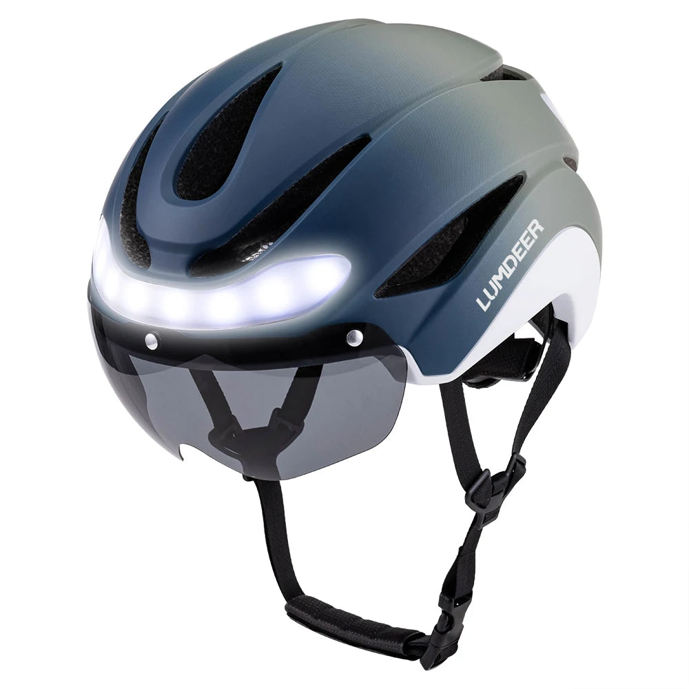 LUMDEER Road Bicycle Helmet With Turn Signals Magnetic Goggles
