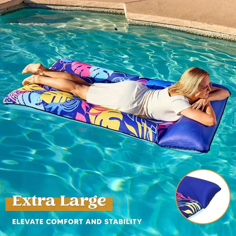 Joyfy Fabric Covered Pool Float Lounger Mat Headrest for Adults