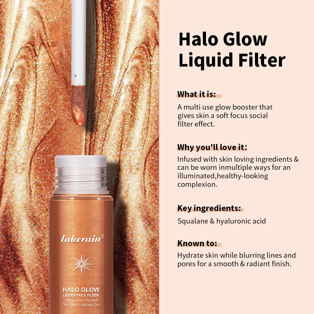 2 IN 1 Face Makeup Long-Lasting Dewy Radiant Liquid Illuminator Foundation & Highlighter Brighten Face Body Shimmer Makeup