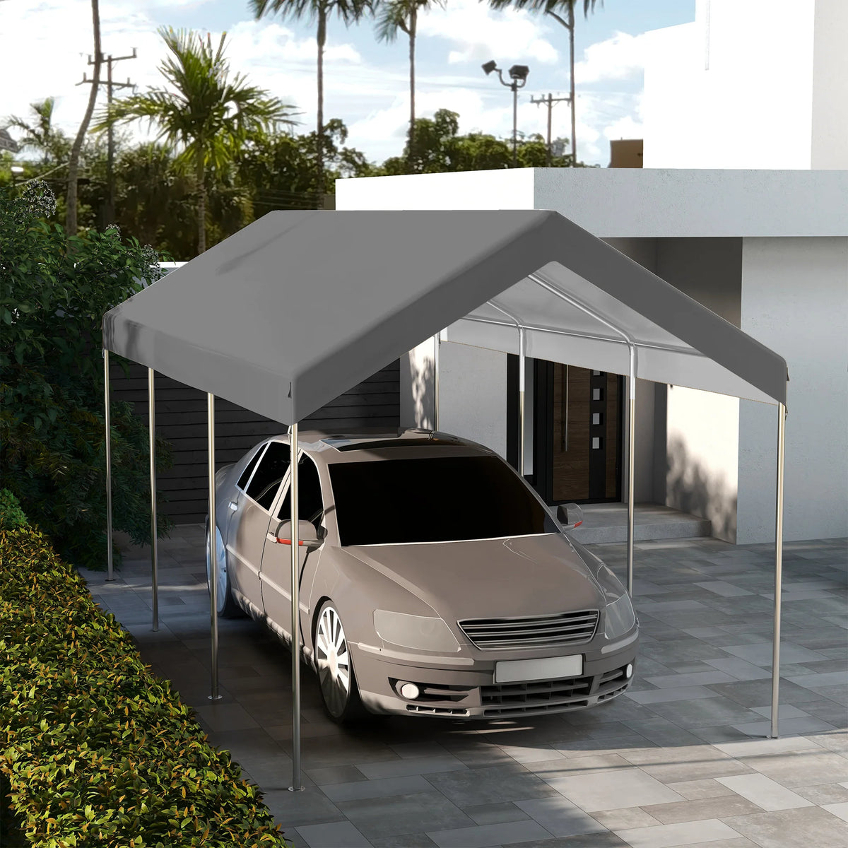 Outsunny Carport Canopy Replacement Cover With Bungee Cords