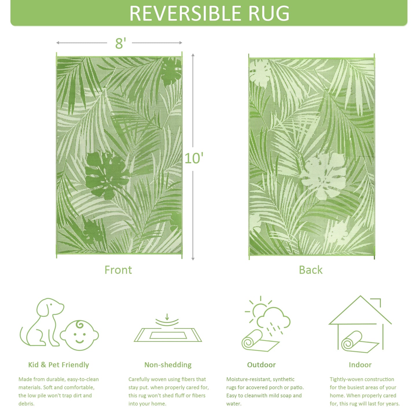 Outdoor Waterproof Rug Recycled Plastic Straw Patio