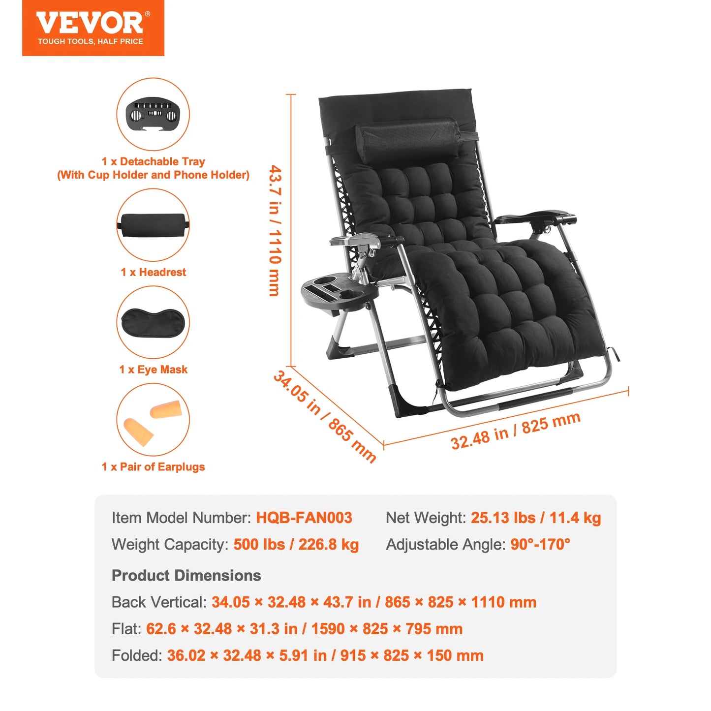 SucceBuy Zero Gravity Chair Outdoor Recliner With Cupholder