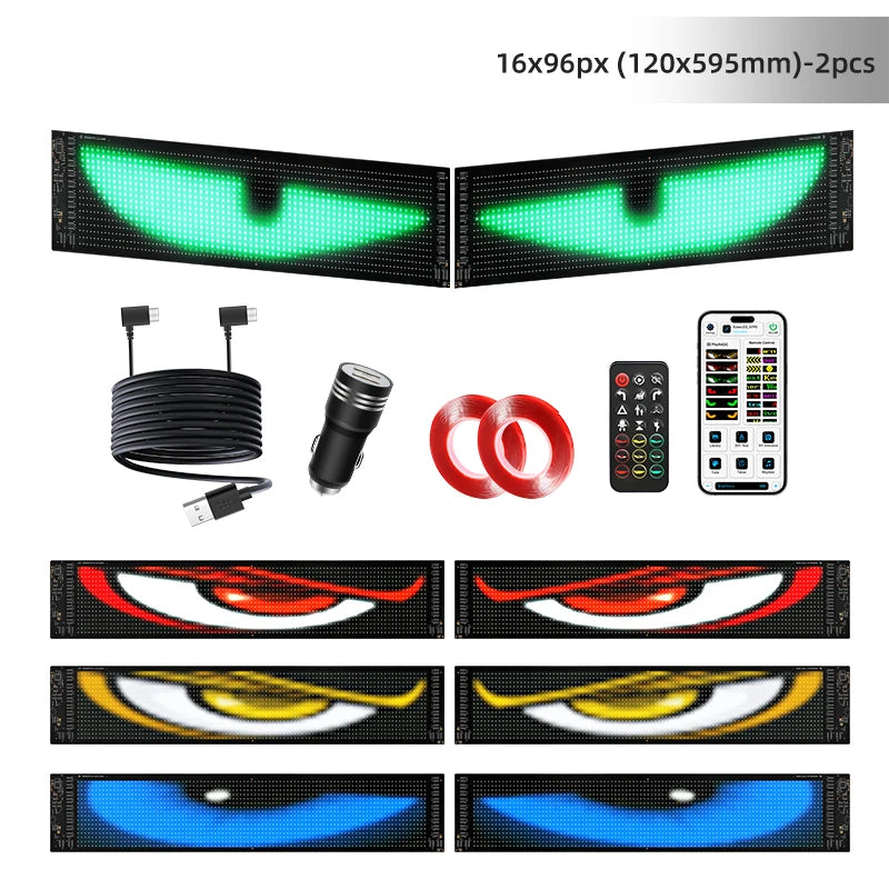 Universal Vehicle LED Devil Eyes Dual Screen Display With App Control