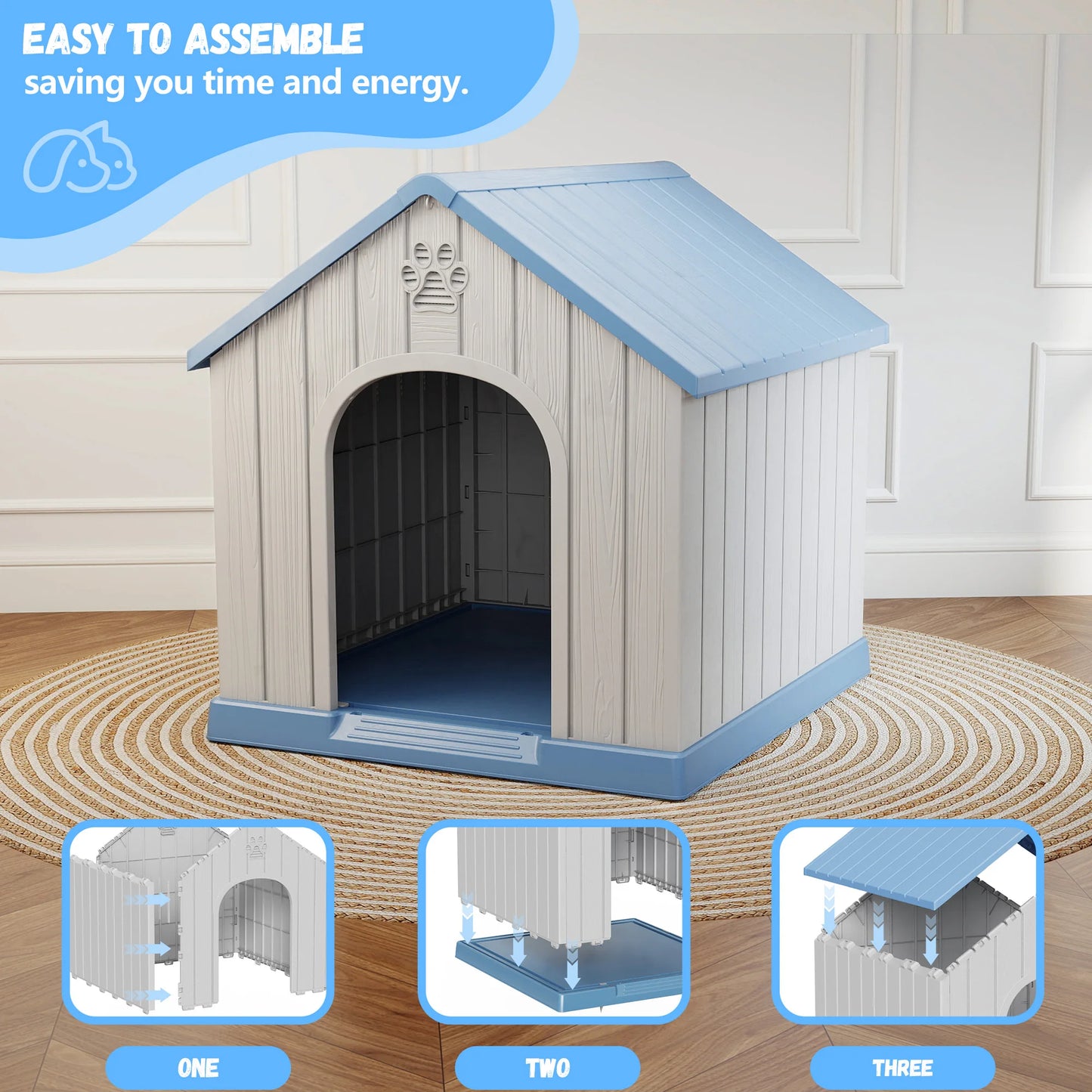 Small Basic Plastic Weatherproof Dog House For Indoor Outdoor Use