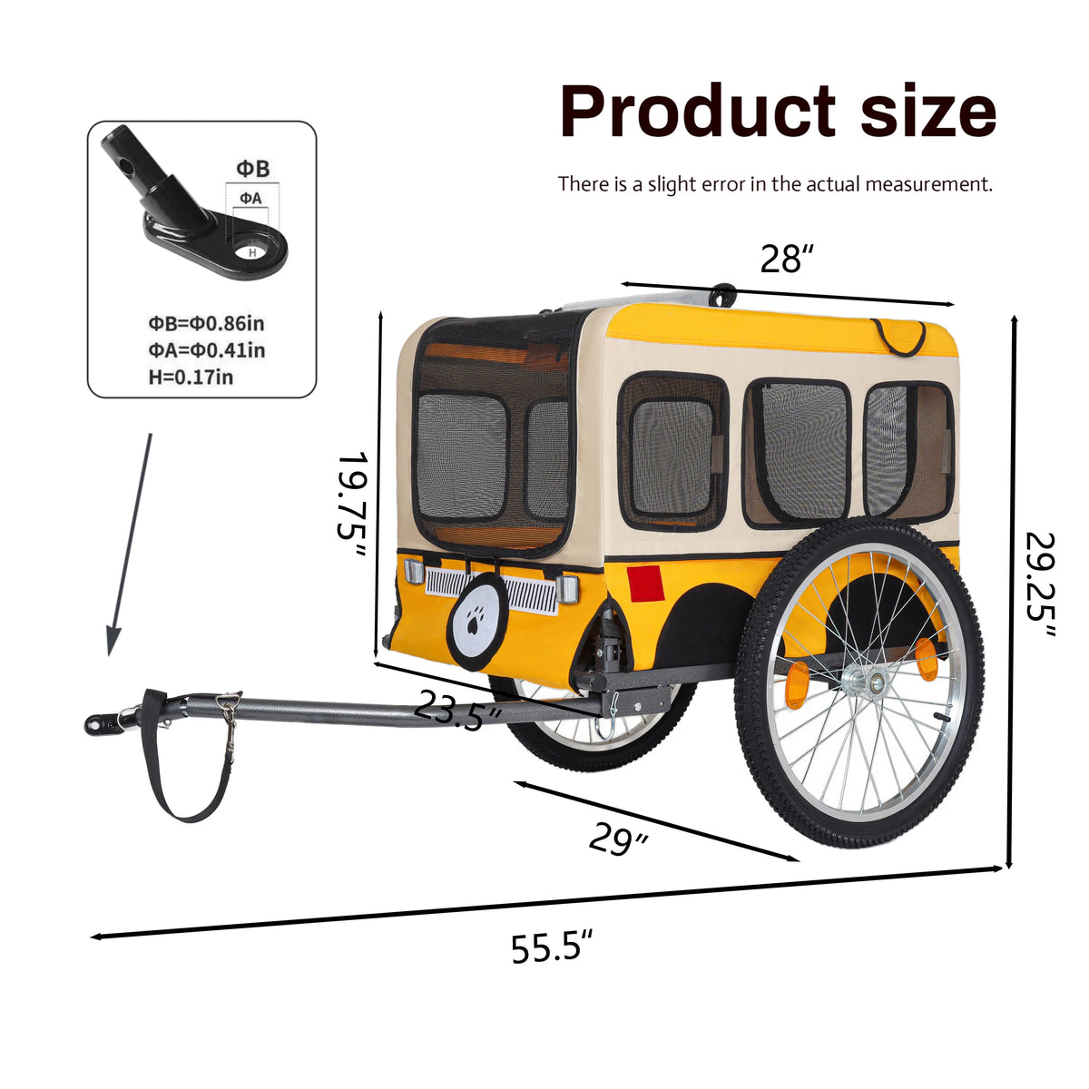 Foldable Dog Bike Trailer with All Terrain Wheels and Flag