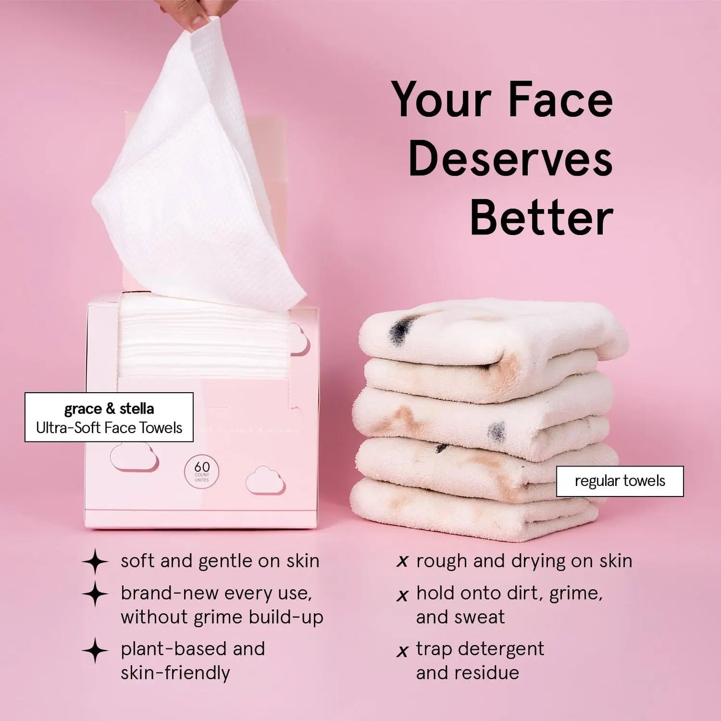 Disposable Face Towels Ultra Soft Facial Wipes 60 Count