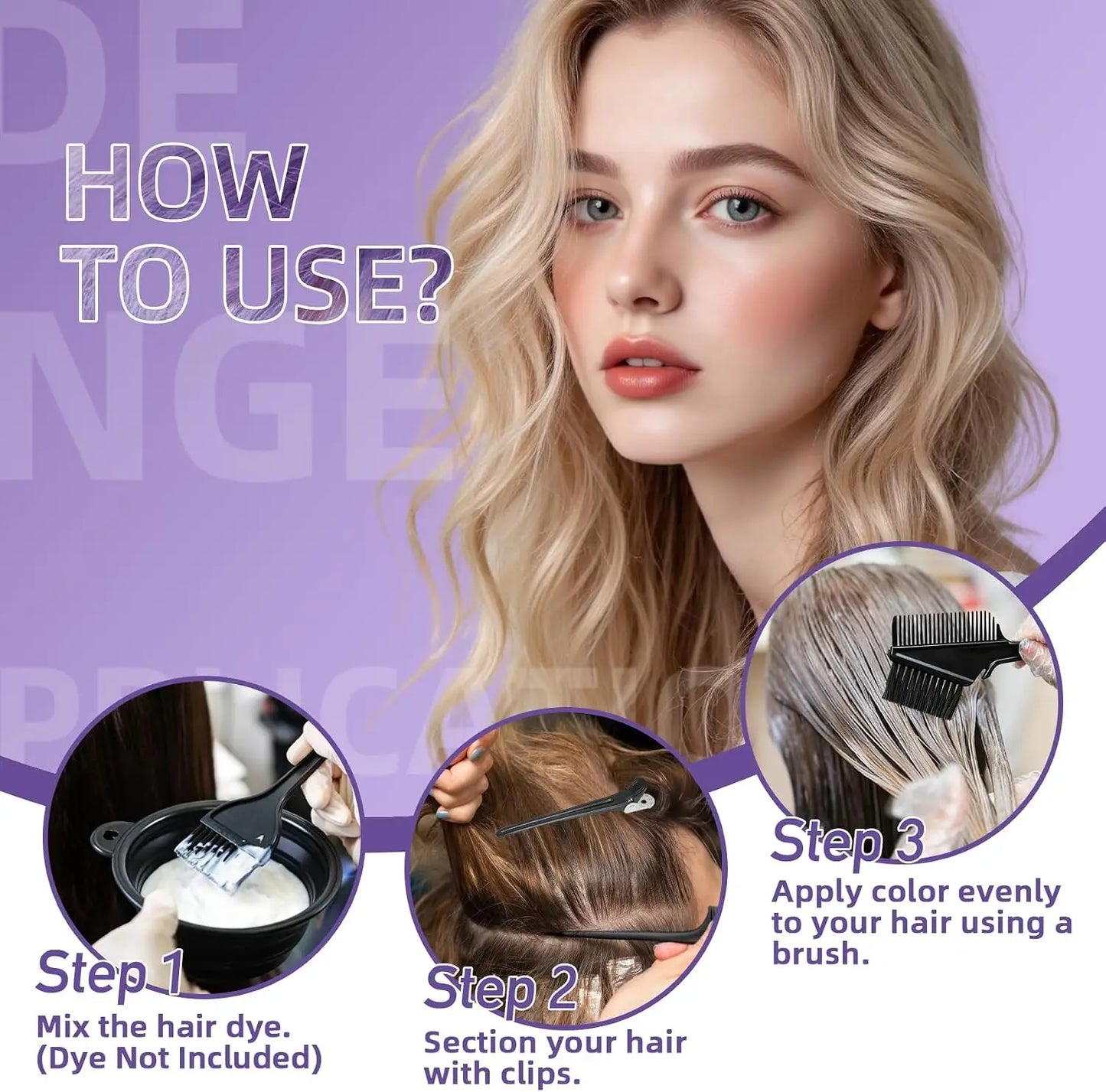 14 Piece Hair Coloring Kit With Brush Bowl Clips Gloves